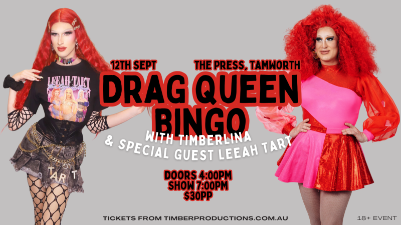 Drag Bingo with Timberlina | 12th Sept | The Press Basement Bar, Tamworth