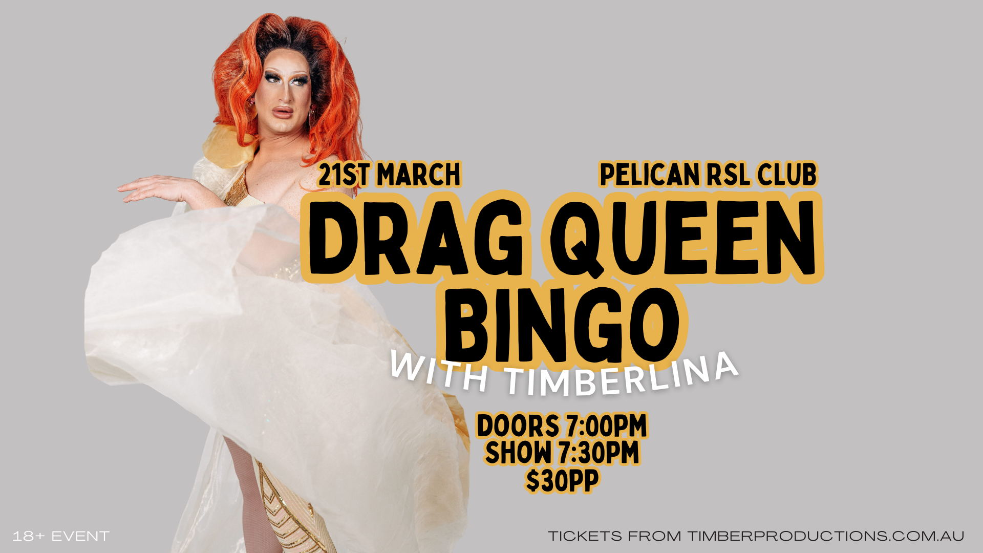 21st March | Drag Bingo with Timberlina | Pelican RSL