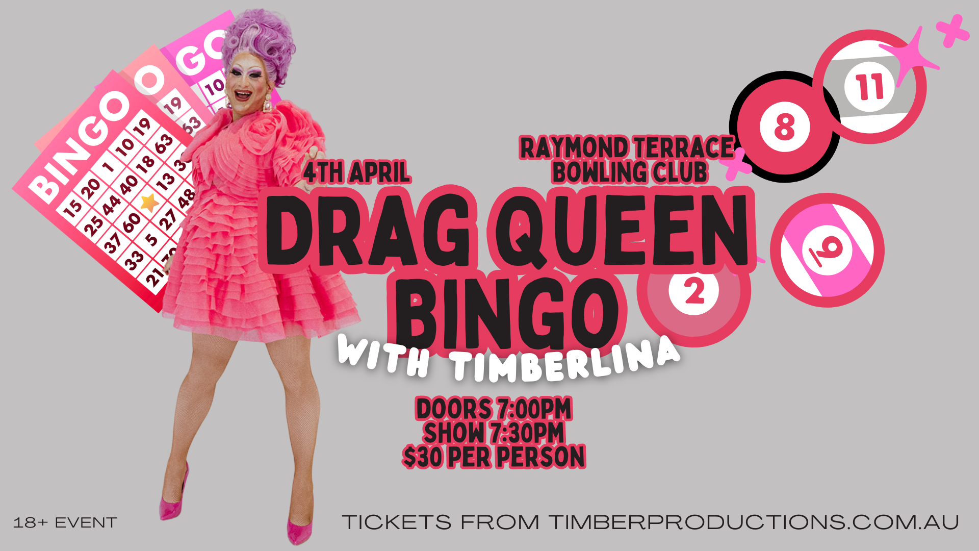 4th April | Drag Bingo with Timberlina | Raymond Terrace Bowling Club