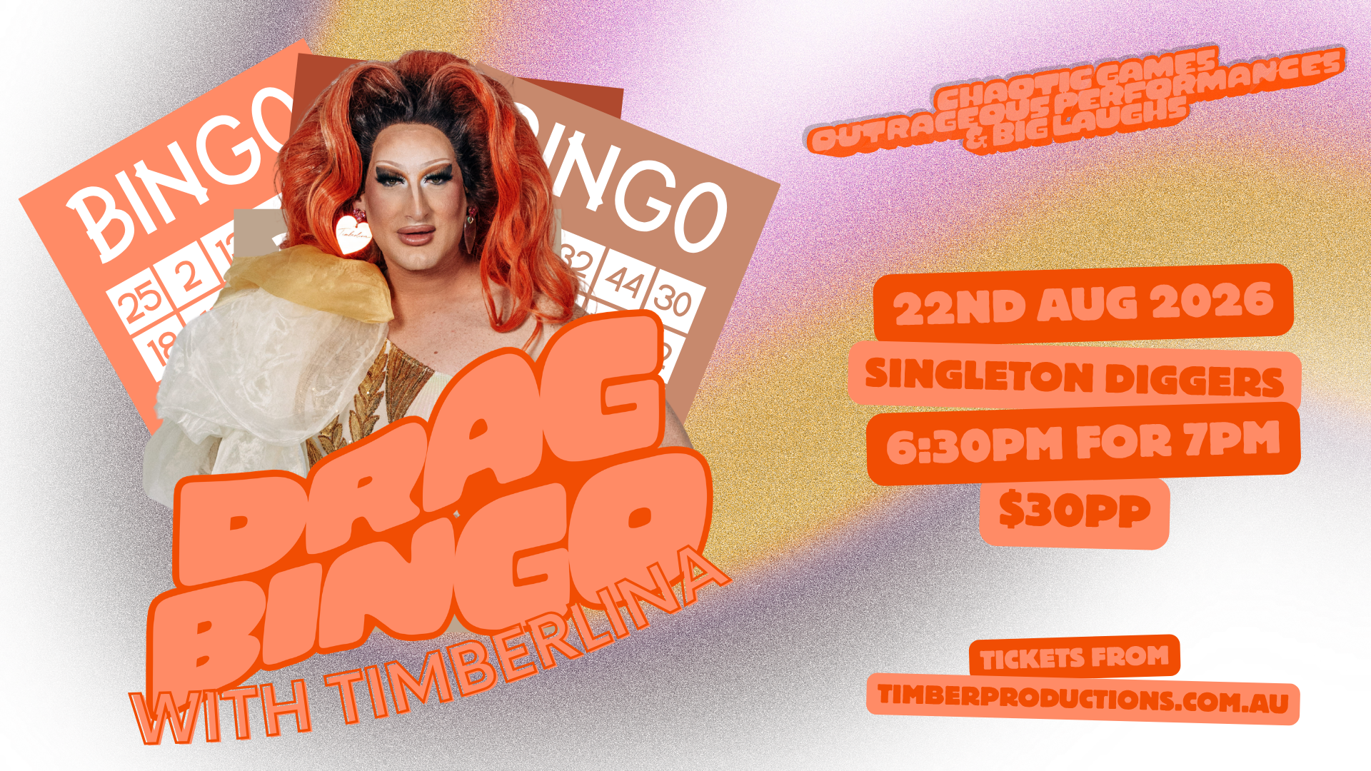 22nd August | Drag Bingo with Timberlina | Singleton Diggers